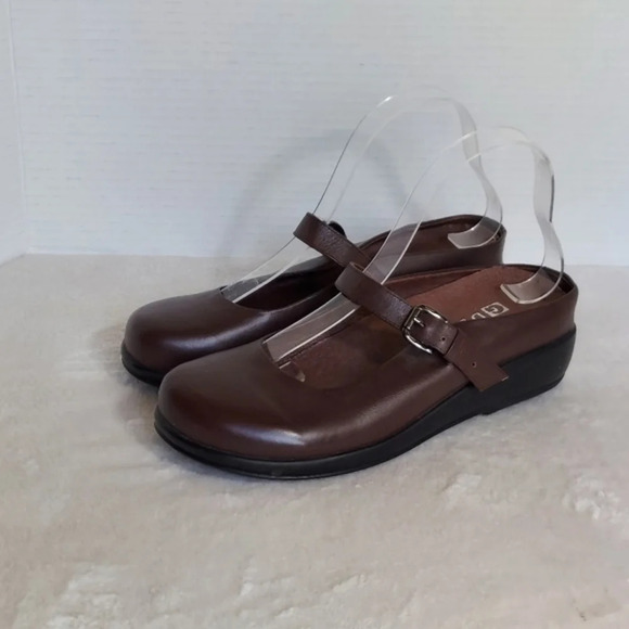 Gravity Defyer Brown Leather Mary Jane‎ Padded Insoles Mules Clogs - Picture 1 of 11